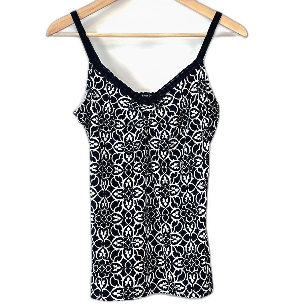 Y2K WHBM Women's Black and White Monochrome V-neck  Tank Top Cami- Size M